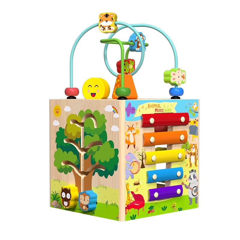 5-in-1 Wooden Bead Maze Activity Board