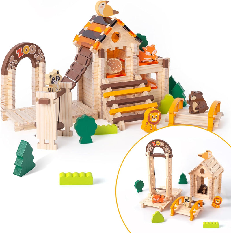 168-Piece Interlocking Wooden Building Blocks